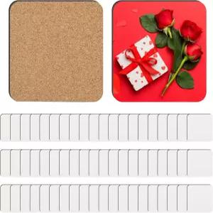24 PCS 승화 코스터 블랭크 MDF 코크 백 열전달 우드 하드보드 사각 공예 벌크 3.93 x 인치