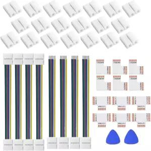 Amefil 6핀 12mm SMD LED 커넥터 키트 솔더리스 갭리스 L/T 스플리터 직각 코너 RGBWW RGBCCCT 스트립