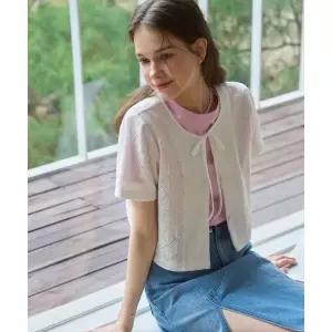 드로우핏 우먼 DRAWFIT WOMEN 리본 크로셰 크롭 가디건 WHITE DFWMSH4204WH 392047