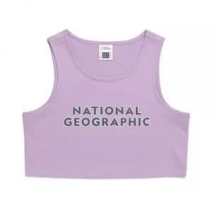 매장정품 내셔널지오그래픽 NATIONALGEOGRAPHIC N242WTS120 여성 빅로고 크롭 민소매 티셔츠 LAVENDER N242