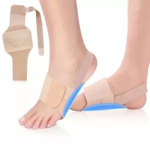 발바닥 근막염 를 위한 닥터센데시 2PCS 아치 지지대 젤 패드가 있는 조절 가능한 발 압박 밴드 평평한