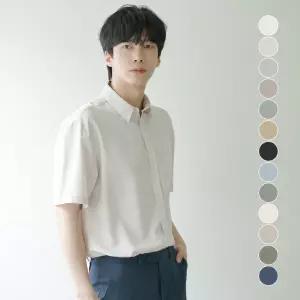 남자 여름 스판 세미오버핏 반팔 셔츠 13컬러 / 빅사이즈 ~125까지 남방 티 남자 와이 무지 상의 코디