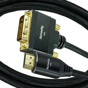 리체비티 HDMI 2.0 to DVI-D 4K 60Hz 듀얼 모니터 TV 연결 케이블 1M (1M 1.5M 2M 3M 5M)