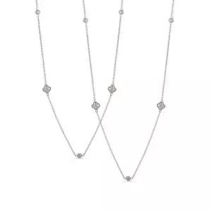 도로시 14k 모이사나이트 클로버 체인 롱 목걸이 83cm)