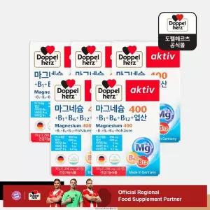 [도펠헤르츠]마그네슘 400 30정 5박스 비타민 B1 B6 B12 엽산
