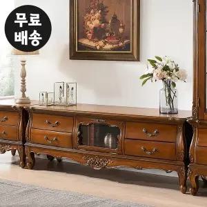 [벤티스가구]혼수 엔틱 거실장 원목 북유럽 티비 다이 TV 받침대 서랍장 tv장 거실 가구(1600)