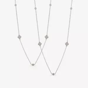 도로시 18k 모이사나이트 클로버 체인 롱 목걸이_83cm