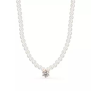 도로시 14k 모이사나이트 캐럿 스와진주 비드 목걸이 4mm)_1CT