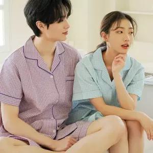 [하프클럽/파란]파란언더웨어 썸머브리즈 잔체크 커플 잠옷세트