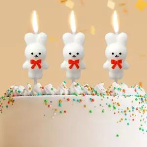 [월데코] 해피니스 리본토끼 생일초 3개입 x 3세트 케이크초