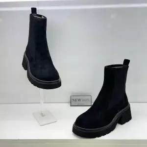 여성6CM 청키창 통굽 레이스업 첼시부츠 X24512-AIC