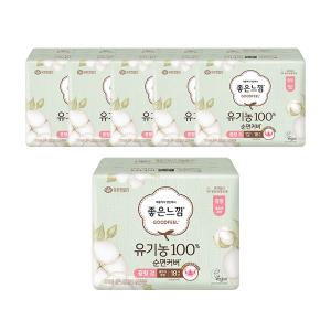 좋은느낌 유기농100%순면커버 날개형 울트라슬림, 중형, 18매, 6개