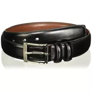 Perry Ellis 남성용 Hc 밀드 가죽 벨트 스티치 루프 2개 앤티크 실버 버클 너비 3.8cm(1.5인치) (빅  톨