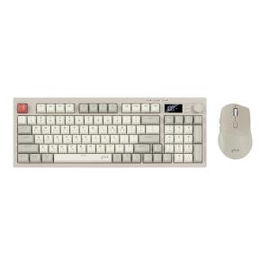 지클릭커 WMK50 사일런스 M 무소음 무선 블루투스 94 LCD 키보드 마우스 세트 Retro Cappuccino RC1