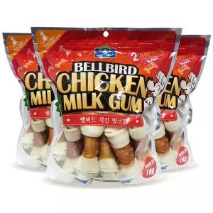 벨버드 치킨 밀크껌 개껌 미디움 1kg x3개