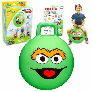Sesame Street 호퍼 볼 아웃도어 세트 - Oscar The Grouch 38.1cm(15인치) 번들, 남아 및 여아용 야외 활동
