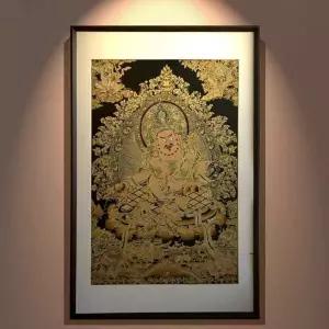 자수 흑백 재물신 장식 그림 중국풍 거실 벽걸이