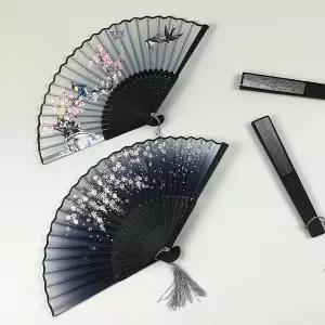 매화꽃 합죽선 전통 부채 흑색 WFIEQA5