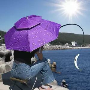 머리에 쓰는 2단 우산모자 대형 퍼플 WFIESUT