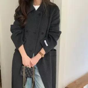 [제이0](인기) 카라 핸드메이드 울 긴팔 코트