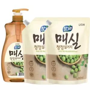 참그린 매실 청정설거지 주방세제 본품 (960ml) 1kg 1개 + 리필 1kg 2개