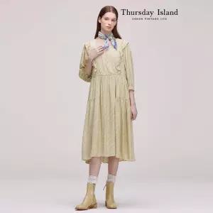 [Thursday Island] 프린트 러플 플레어 원피스(T242MOP148W)