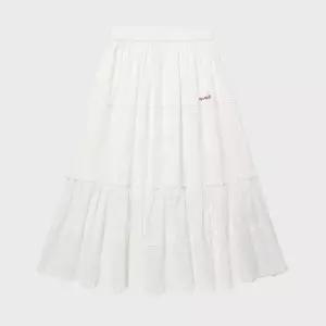 반바지 KQJ WA2602SR64WH 우먼스 코튼 티어드 롱 스커트 화이트