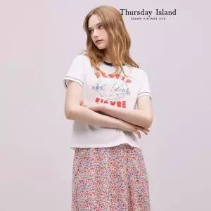 [Thursday Island] 넥 배색 포인트 티셔츠(T244MTS246W)