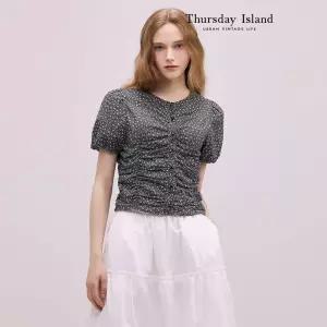 [Thursday Island] 셔링 포인트 패턴 블라우스(T244MBL261W)