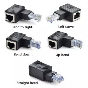 랜선젠더 RJ45 남성-여성 변환기 Cat5 Cat6 LAN 이더넷 네트워크 케이블 커넥터 90도 어댑터