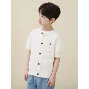 [BEANPOLE KIDS] [솔솔니트] 반소매 면 크로쉐 라운드 카디건  아이보리 (BI645AU010)