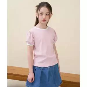 빈폴 BEANPOLE 키즈 여아 베이직 골지 반소매 티셔츠 - 라이트 핑크 (BI6342G07Y) BI6342G07Y 312401