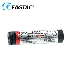 EAGTAC 보호 16650 2500mAh 3.7V 충전식 리튬 이온 배터리10A 버튼 상단