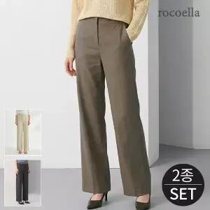 [로코엘라] 줄리 린넨 블렌드 여성 와이드 밴딩 팬츠 2종세트