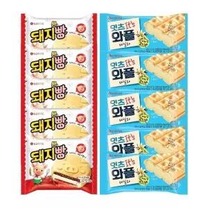 [롯데제과]돼지바빵x5개+와플 모나카 바닐라x5개