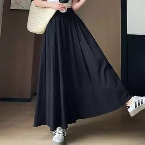 여성 와이드 치마 바지 쿨링 플레어 밴딩 여성 롱 치마 바지 여름 어롱