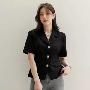 XXL까지) 포테넬 실버버튼 테일러드 자켓 아우터 반팔 하객룩 오피스룩 모임룩 격식룩 빅사이즈