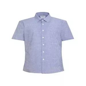 [오스틴리드][SLIM FIT] 써커 네이비 슬럽조직 반팔 셔츠-A6PY2411039C