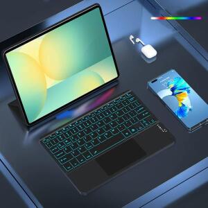 삼성 갤럭시 탭 S10 FE 플러스 S9 울트라 + 터치 키보드 9 8 7 블루컬러투스 용 백라이트