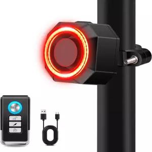 160루멘 후미등 110dB 방지 자동 ON/OFF 스마트 브레이크등 리모컨 IP65 방수 USB-C 충전식 진동을 갖춘