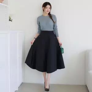 [르포엠]카이엘 린넨 코튼 블렌드 플레어 스커트