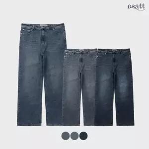 오사뜨 남자 와이드 청바지 빅사이즈 세미 연청바지 (32064475)