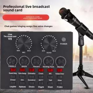 편리한 오디오 믹서 V8 사운드 카드 스튜디오 레코드 마이크 휴대용 블랙 외부 PC 컴퓨터