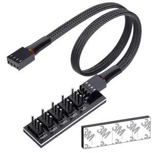5 웨이 PWM 팬 허브 PC C 냉각 4 핀/3 전원 케이블 분배기 어댑터 데스크탑 컴퓨터 쿨러 케이스