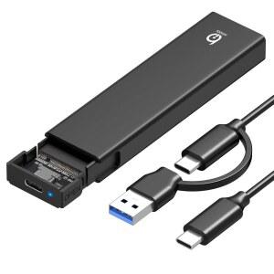 샤오비 M.2 NVMe SSD 인클로저, 도구 없는 설치, USB 3.2 2세대(10Gbps)에서 M-키 /(B+M) 키 PCIe 어댑터 지원 UASP 및 트림, 2230 / 2242 2260 2280