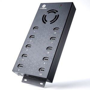 USB 2.0 허브 타입-C 멀티 세이프티 10 포트 전원 공급, AC 어댑터, 냉각 팬이 있는 알루미늄 스플리터 - 노트북 및 PC, 플래시 드라이브, HDD, 하드 마우스, XPS, Xbox, 키보드용 타입