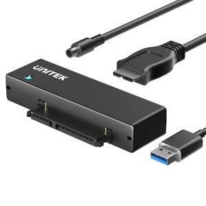 2.5 3.5인치 HDD/SSD 하드 드라이브 디스크, 광학 드라이브, 12V/2A 전원 어댑터를 위한 Unek USB 3.0 to SATA III 어댑터 외장 키트 케이블, UASP 지원