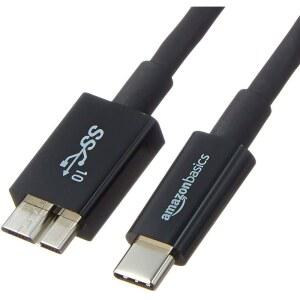 Amazon Basics USB-C to Micro USB 3.1 2세대 고속 충전 케이블, 10Gbps 데이터 전송, 외장 하드 드라이브와 호환, 3피트, 검은색