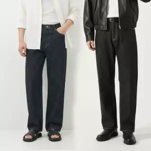 남자 청바지 스판 와이드 밴딩 생지 데님팬츠 빅사이즈 (45790754)