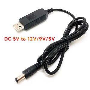 5.5x2.1mm 와이파이 파워뱅크 케이블 커넥터 DC 5V에서 12V 9V로 변환 USB 파워 부스트 라인 컨버터 어댑터